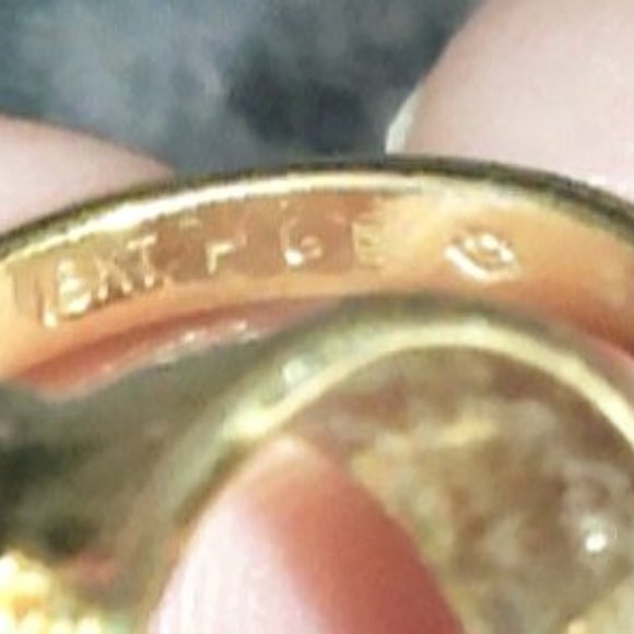 RARE 1940'S TOPAZ GLASS RING 18K HGE V , VARGAS - Picture 5 of 12